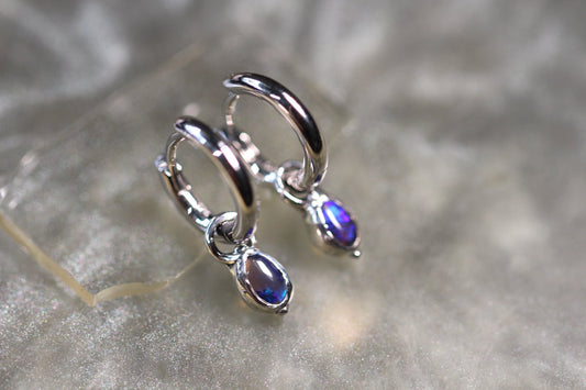Lightning Ridge Opal and Sterling Silver Earrings
