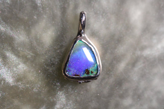 Boulder Opal and Sterling Silver Pendant