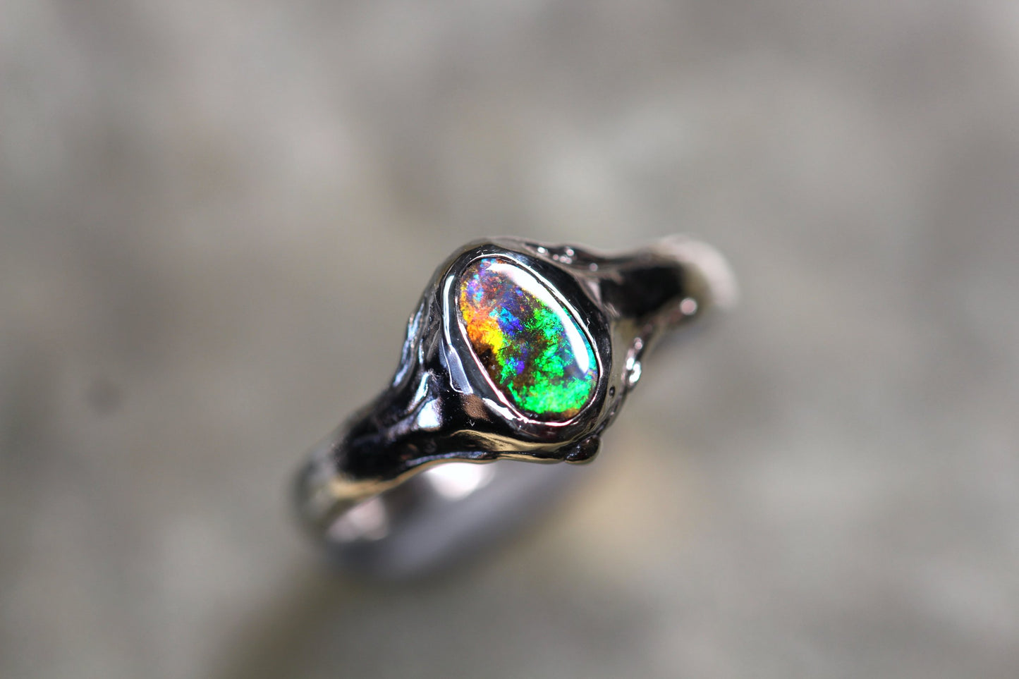 Boulder Opal and Sterling Silver Ring