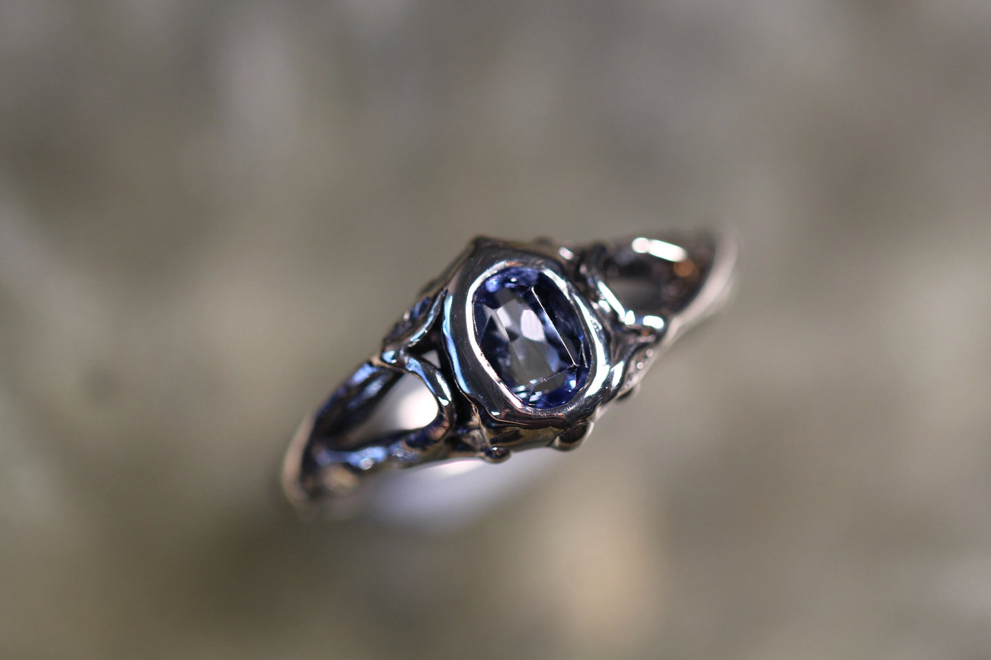 Ceylon Sapphire and Sterling Silver Ring