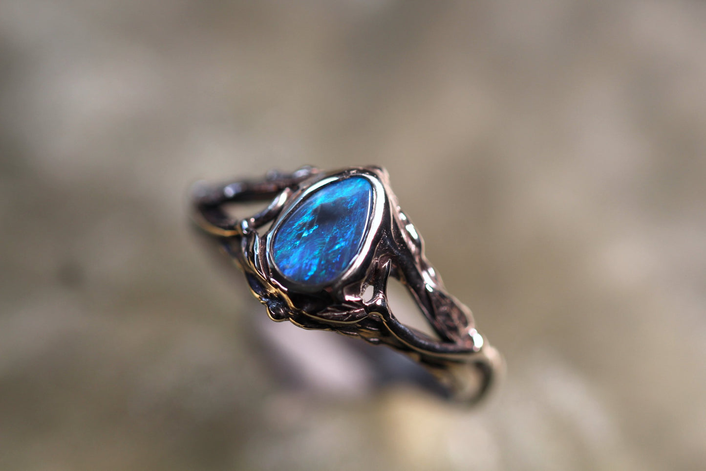 Lightning Ridge Opal and Sterling Silver Ring