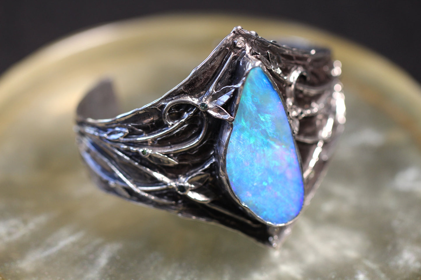 Boulder Opal and Sterling Silver Cuff
