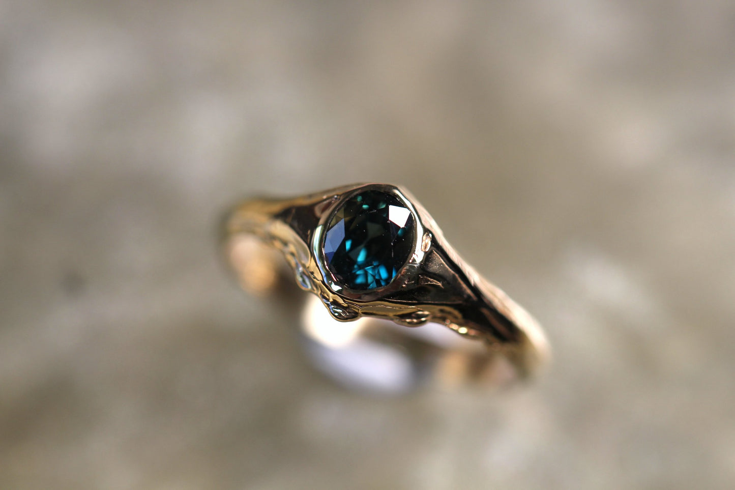 Australian Parti Sapphire and Solid 9ct Yellow Gold Ring
