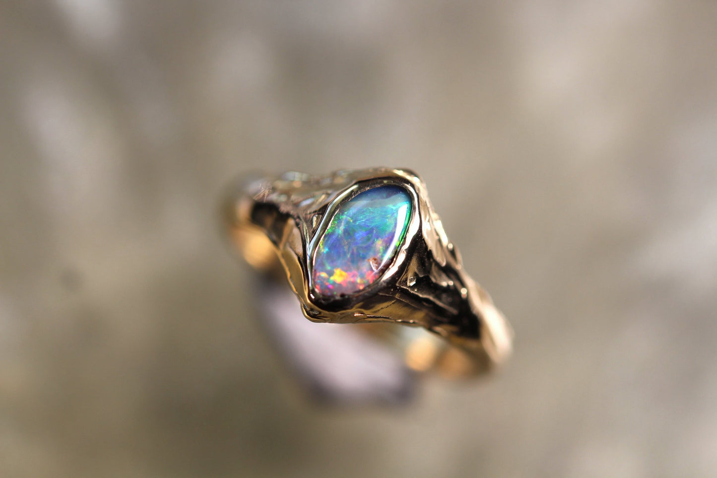 Boulder Opal and Solid 9ct Yellow Gold Ring