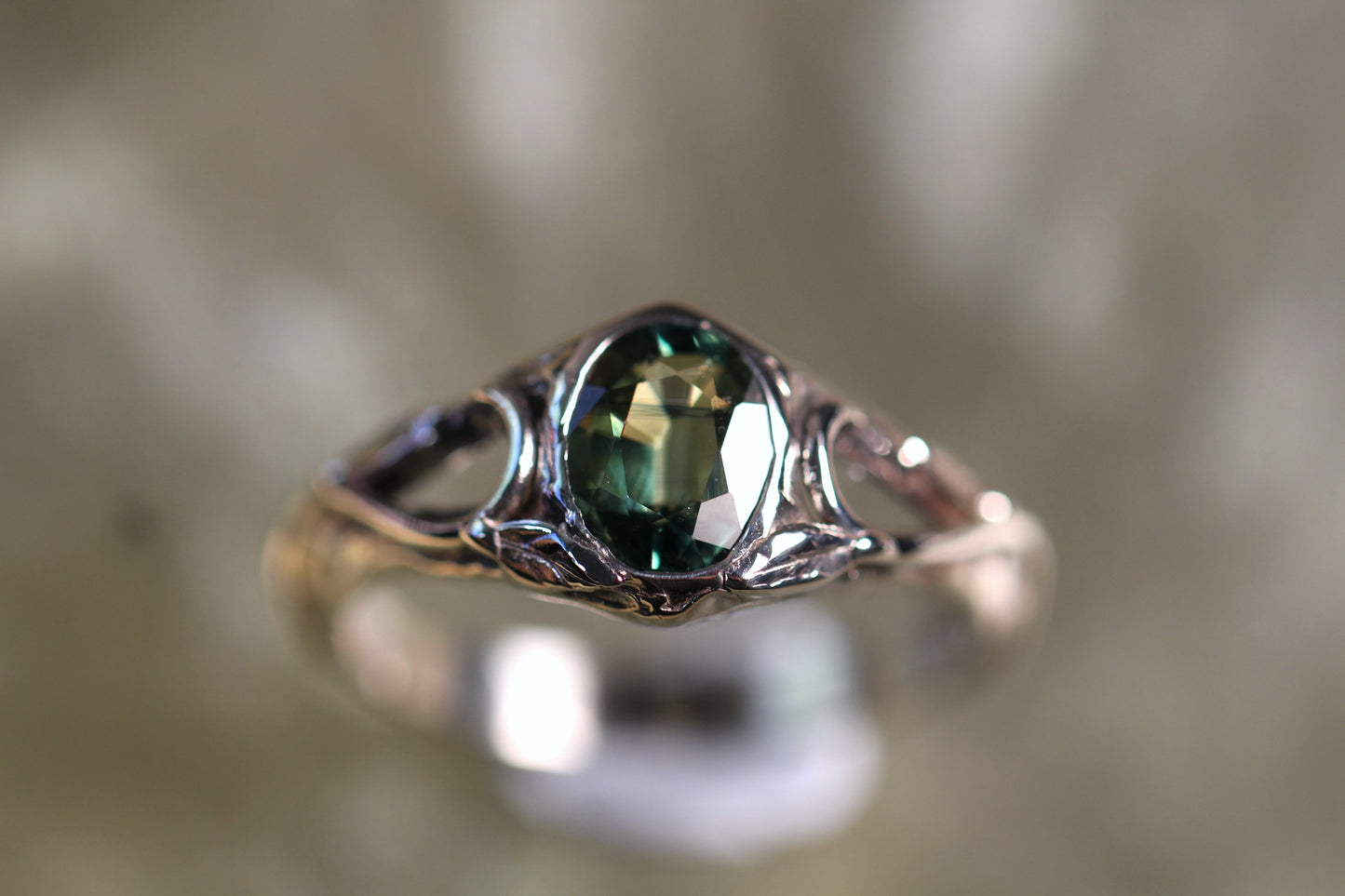 Australian Parti Sapphire and Sterling Silver Ring