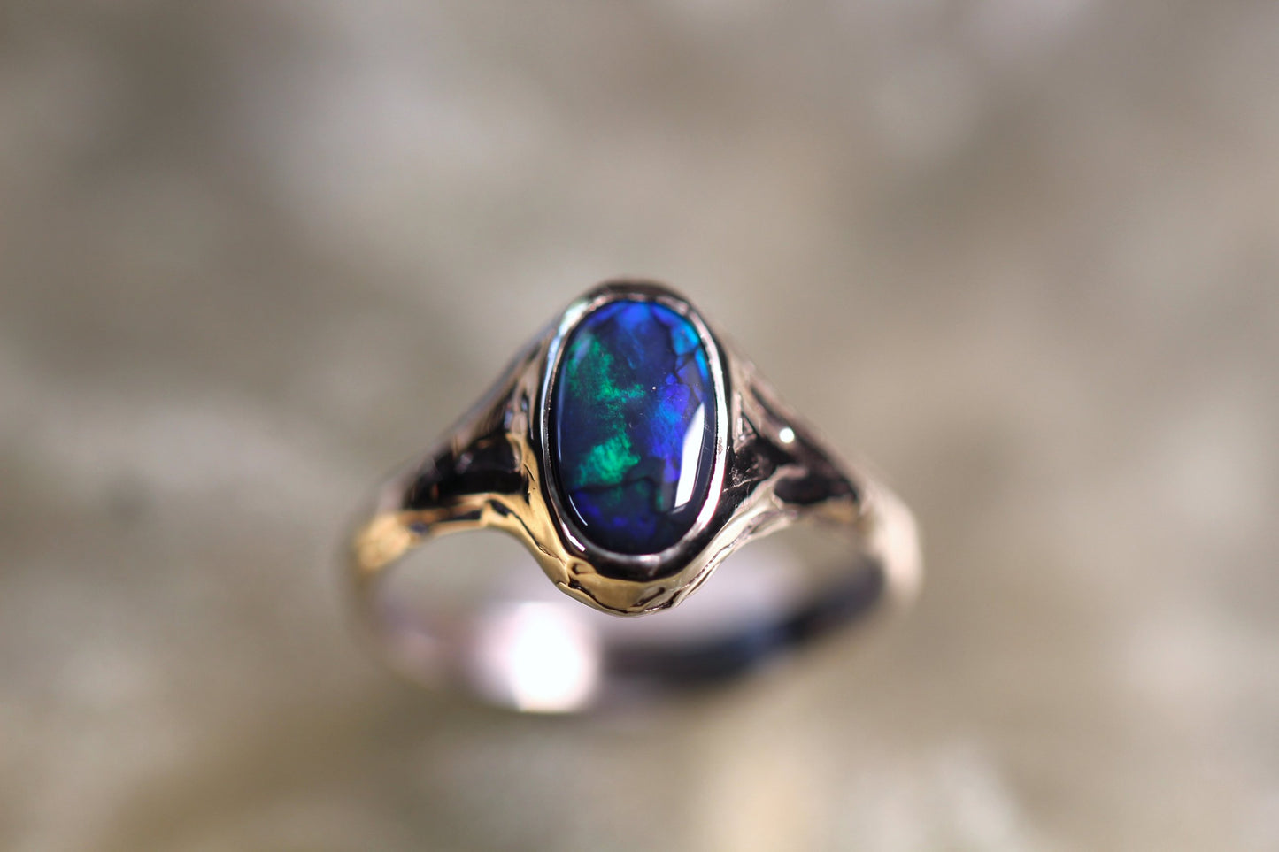 Lightning Ridge Opal and Sterling Silver Ring