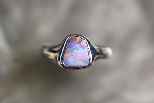 Boulder Opal and Sterling Silver Ring