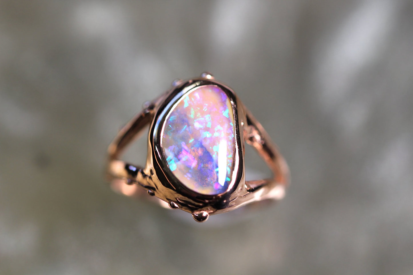 Boulder Opal and Solid 9ct Rose Gold Ring