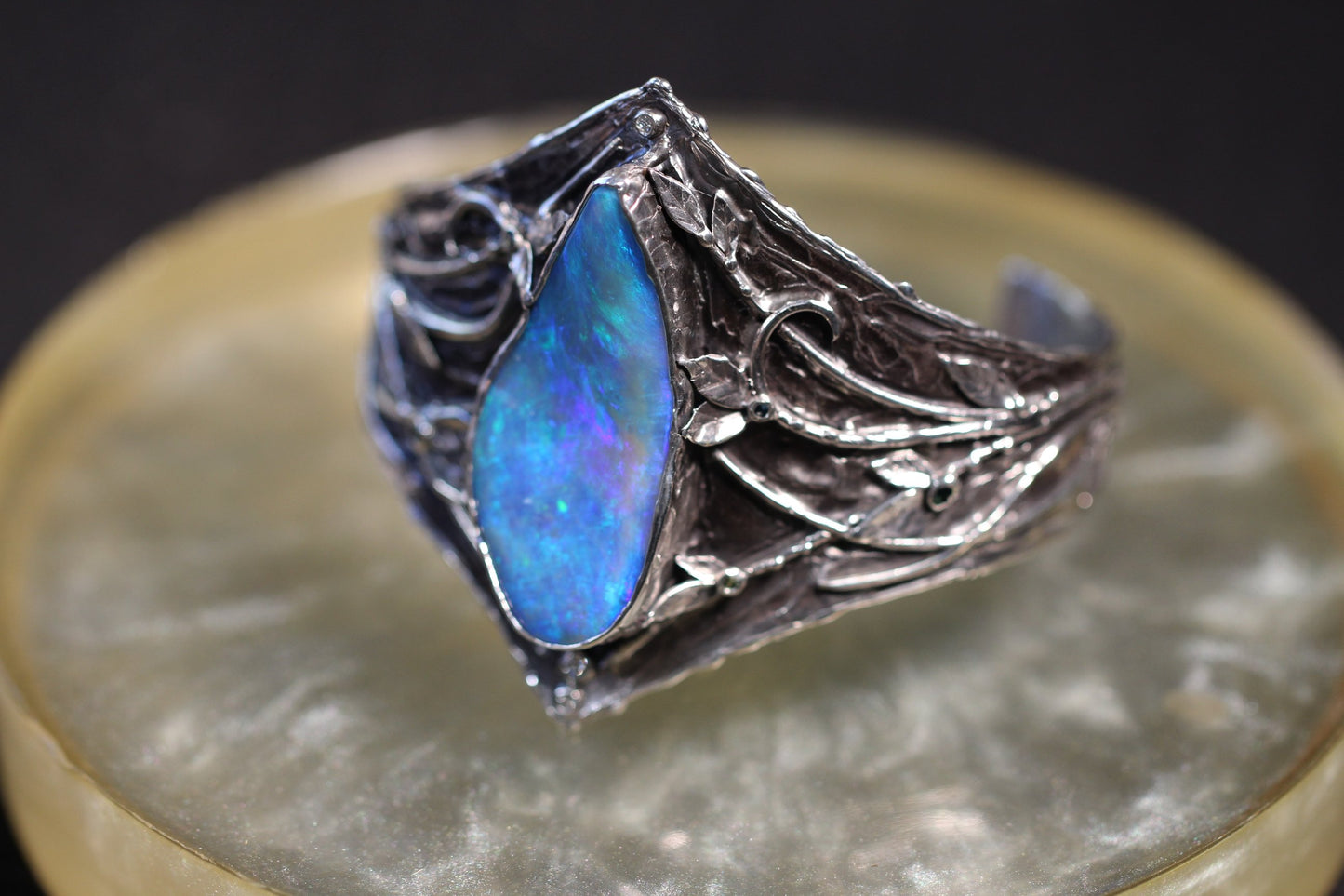 Boulder Opal and Sterling Silver Cuff