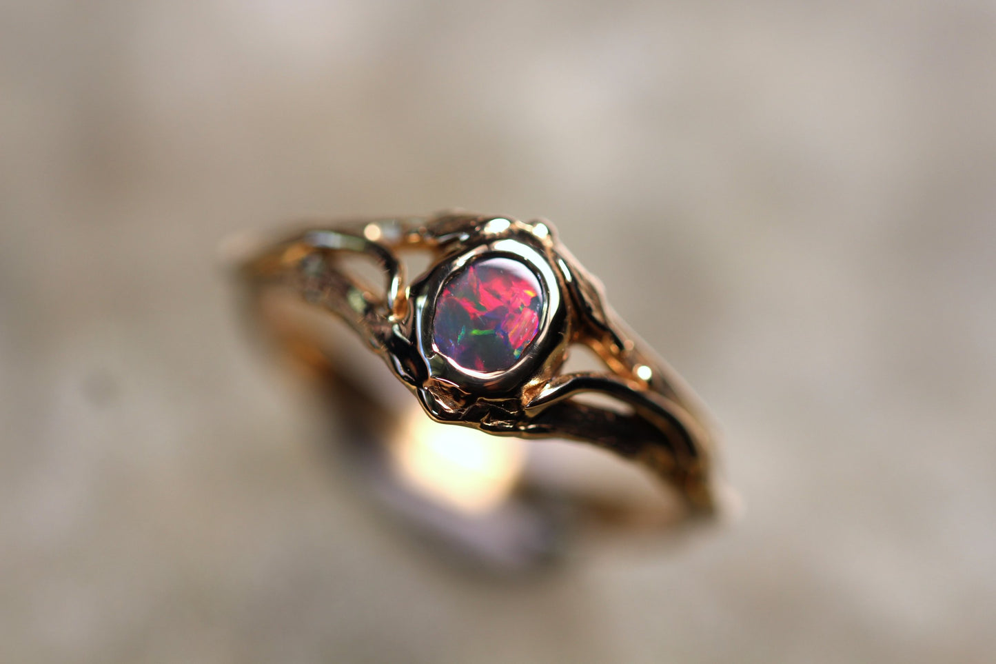 Lightning Ridge Opal and Solid 9ct Yellow Gold Ring