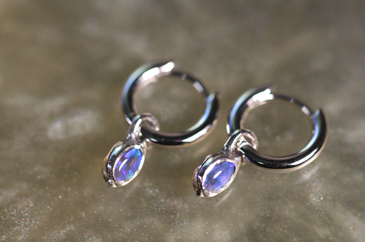 Lightning Ridge Opal and Sterling Silver Earrings