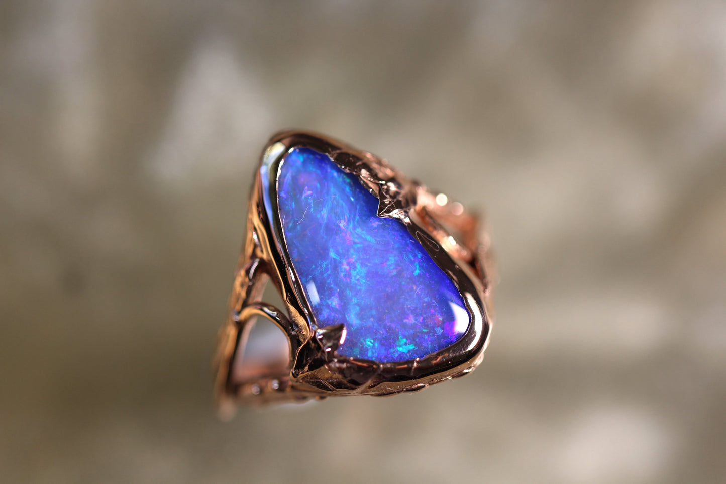 Boulder Opal and Solid 9ct Rose Gold Ring
