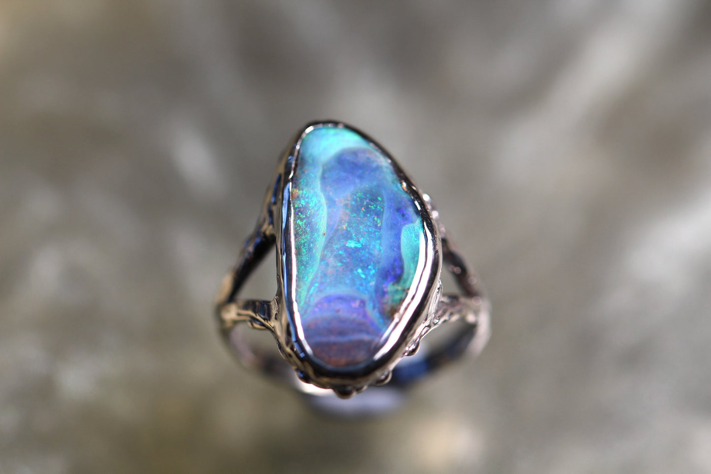 Boulder Opal and Sterling Silver Ring