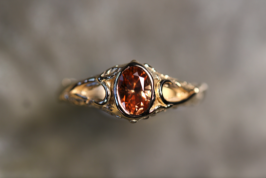 Australian Harts Range Zircon and Solid 9ct Yellow Gold Ring