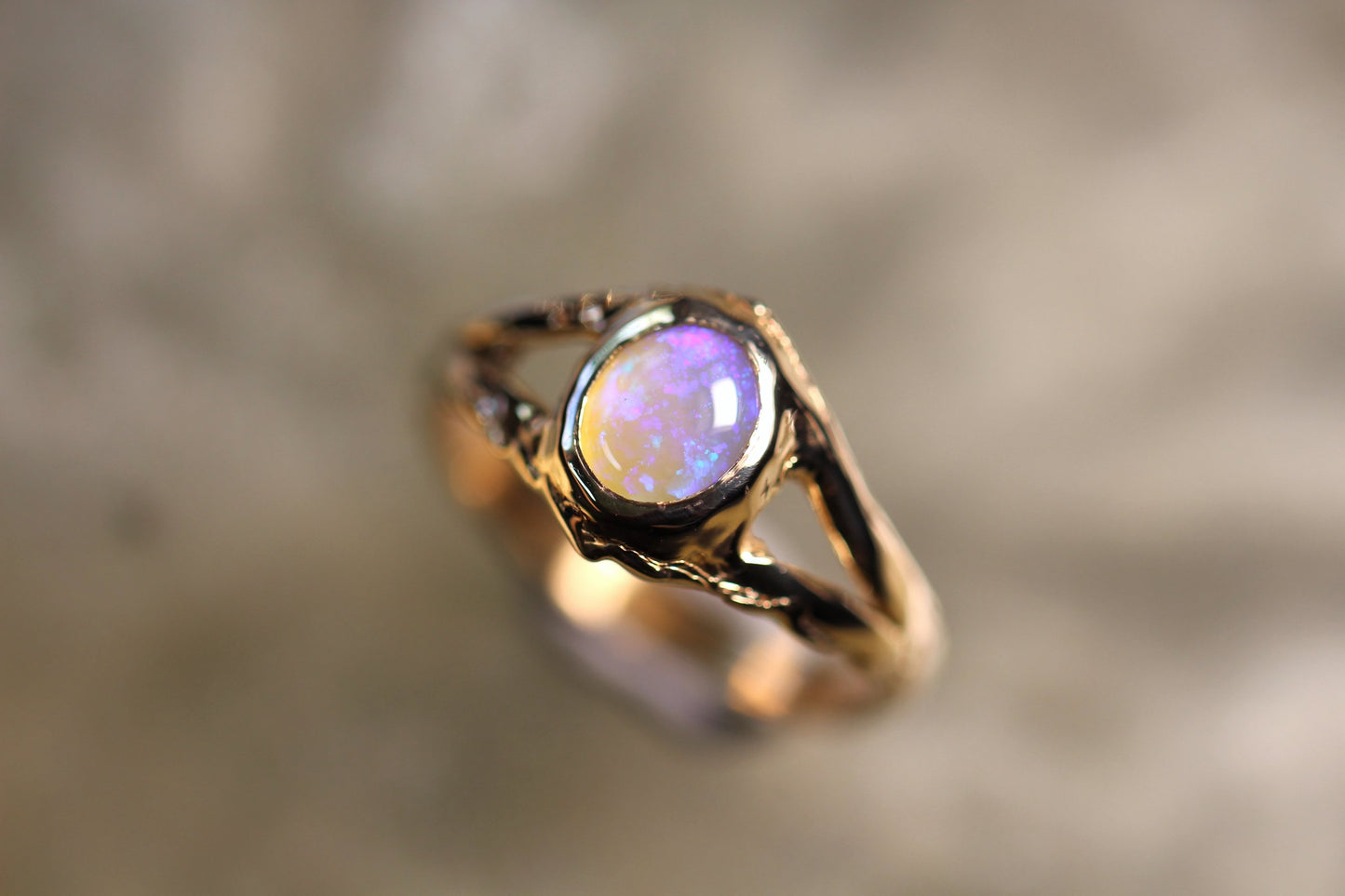 Lightning Ridge Opal and Solid 9ct Yellow Gold Ring