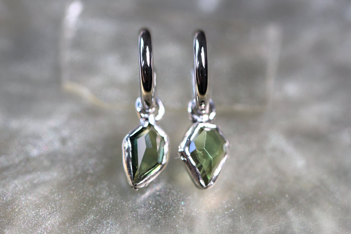 Australian Parti Sapphire and Sterling Silver Earrings