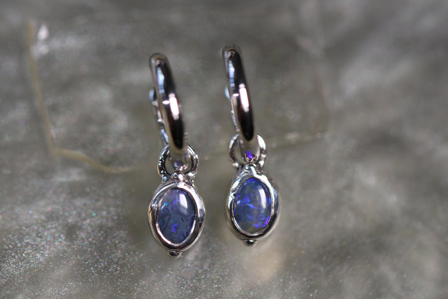 Lightning Ridge Opal and Sterling Silver Earrings