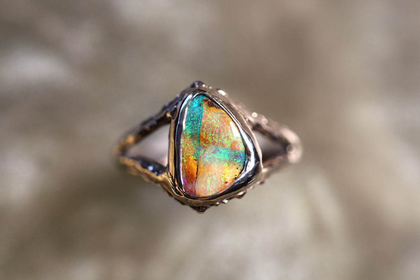 Boulder Opal and Sterling Silver Ring