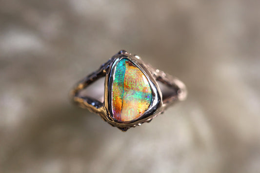 Boulder Opal and Sterling Silver Ring