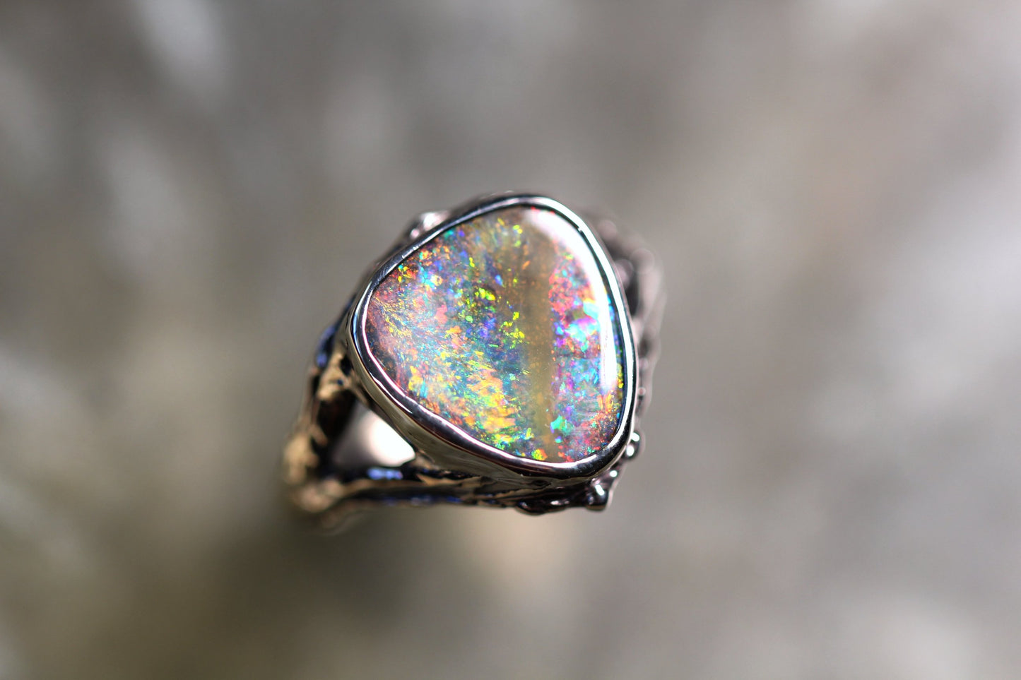 Boulder Opal and Sterling Silver Ring