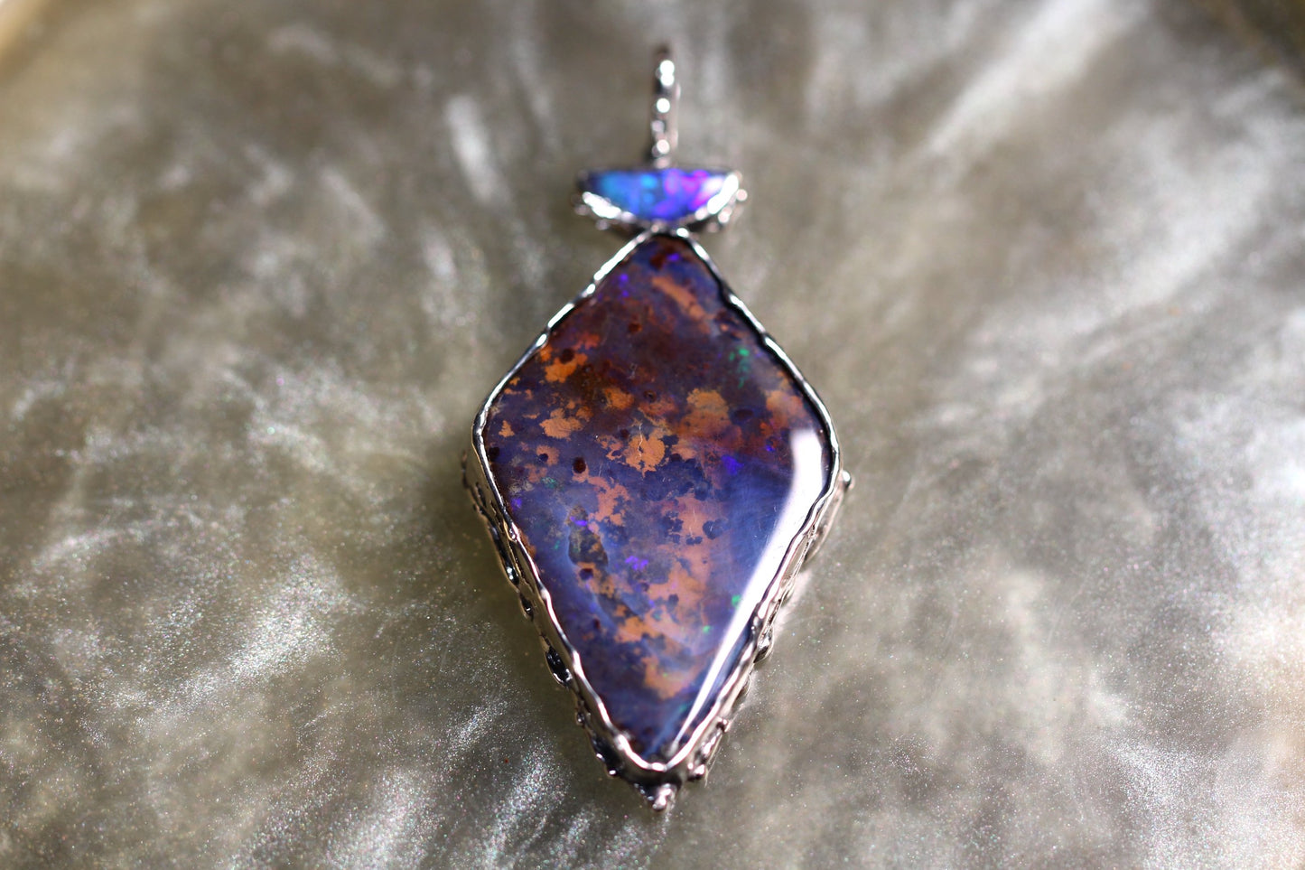 Boulder Opal and Sterling Silver Pendant