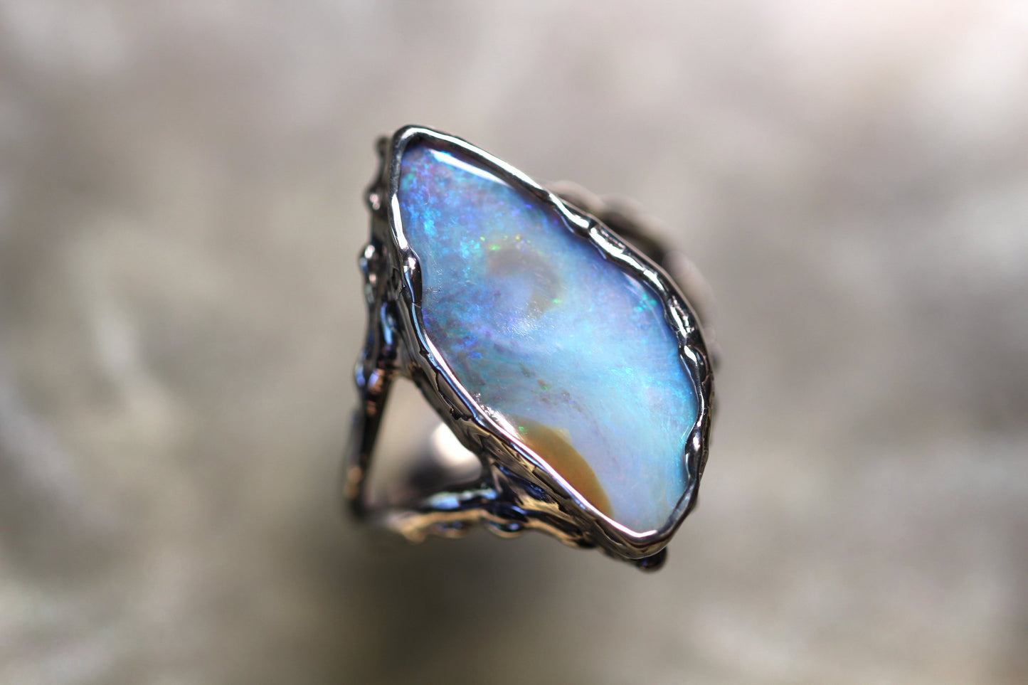 Boulder Opal and Sterling Silver Ring