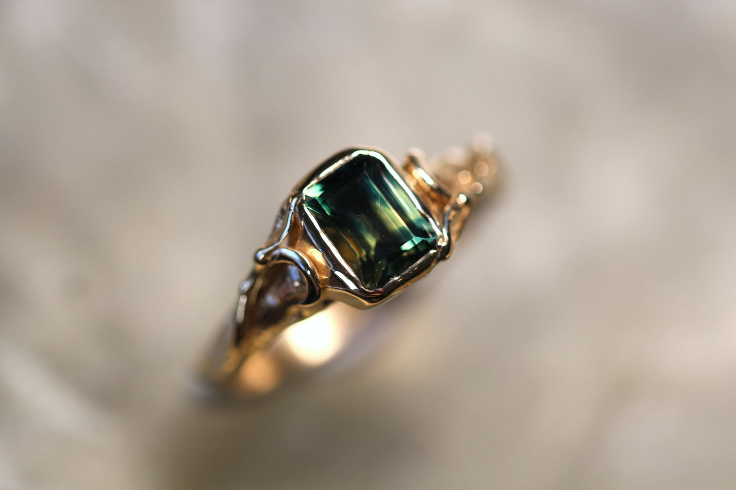 1.65ct Australian Parti Sapphire and Solid 9ct Yellow Gold Ring