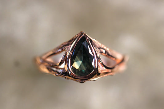 Australian Parti Sapphire and Solid 9ct Rose Gold Ring