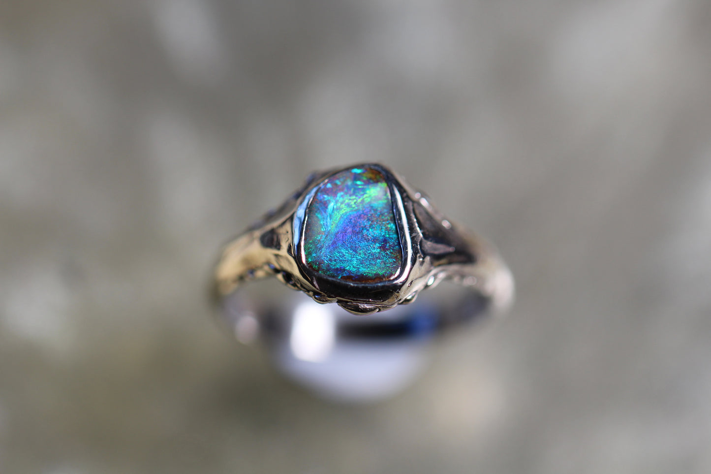 Boulder Opal and Sterling Silver Ring