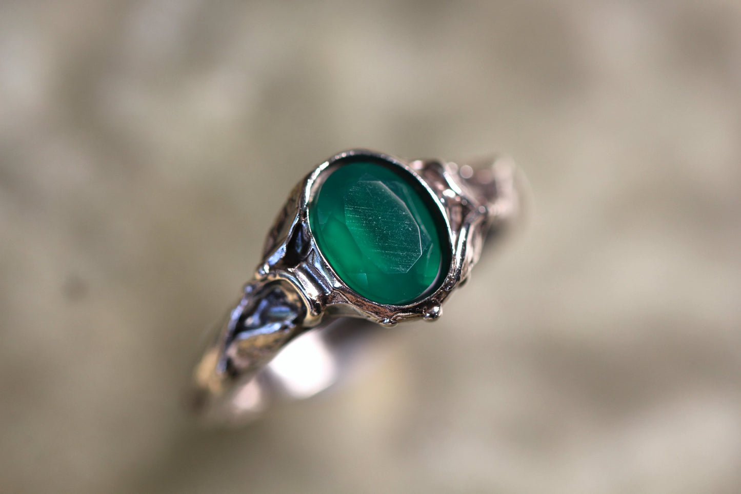 Custom Green Obsidian Ring