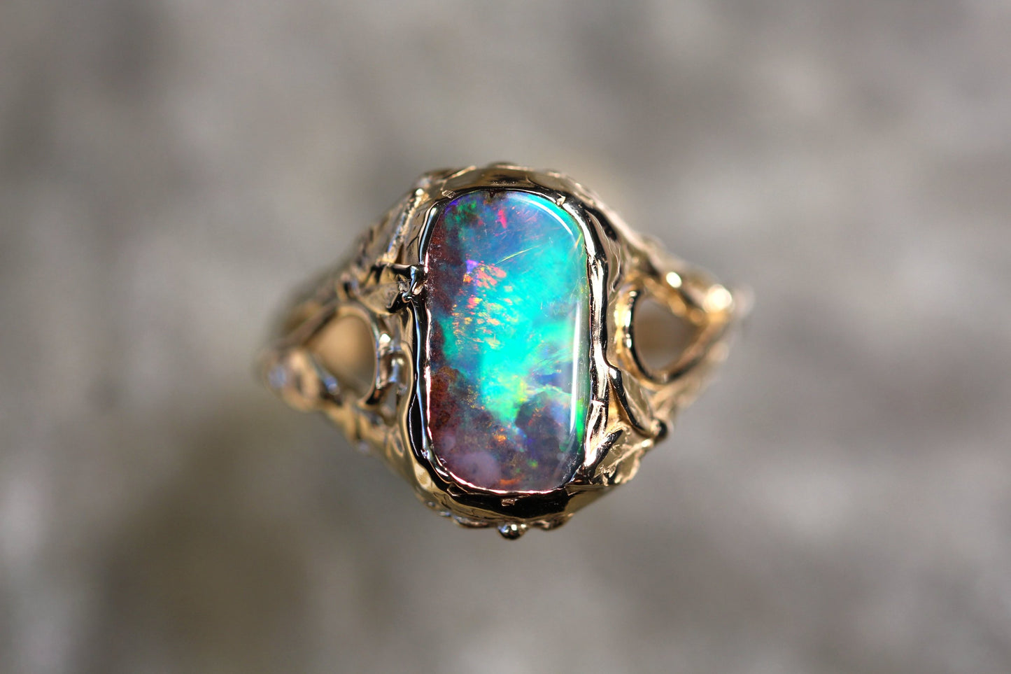 Boulder Opal and Solid 9ct Yellow Gold Ring