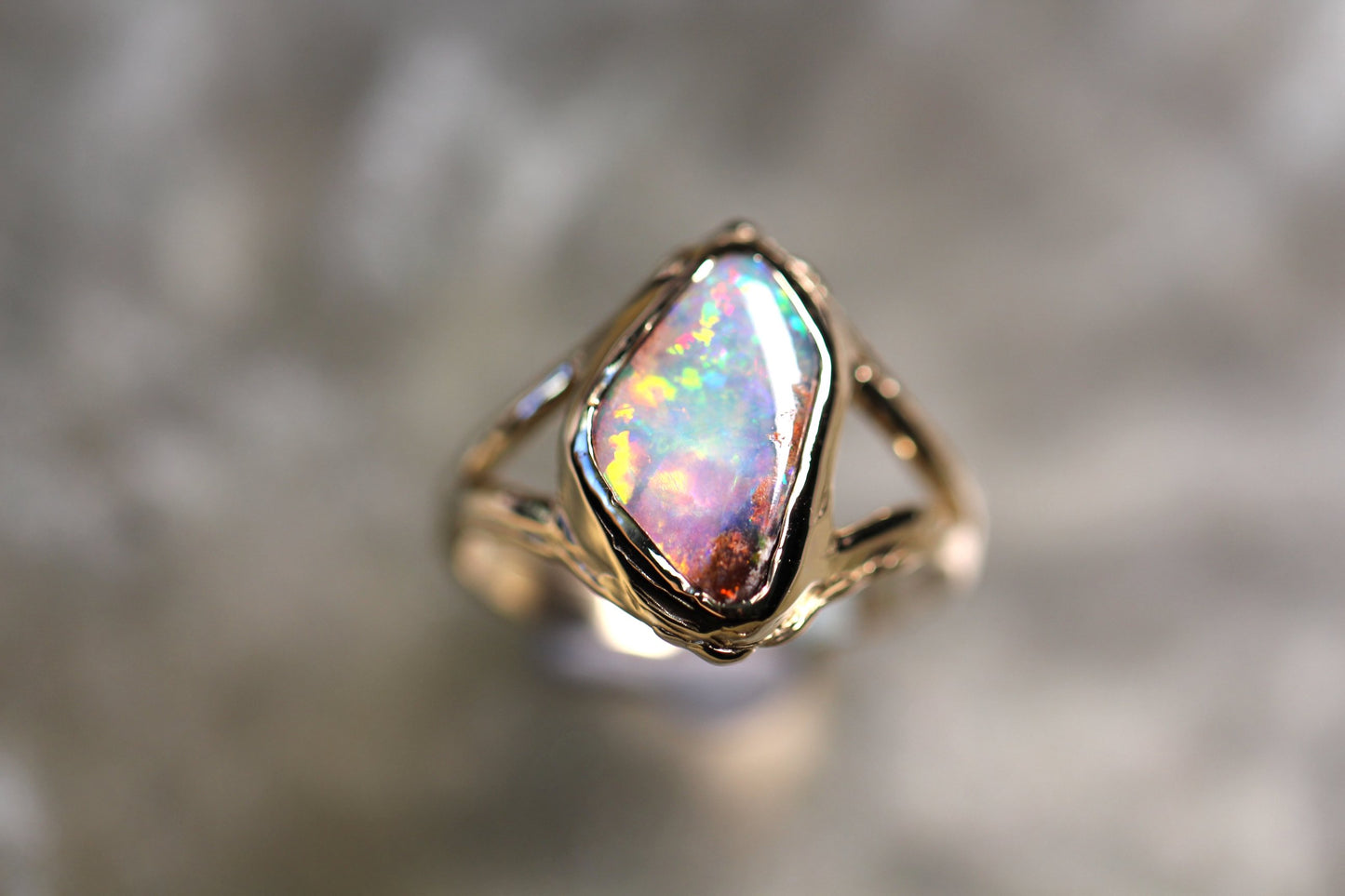 Boulder Opal and Solid 9ct Yellow Gold Ring