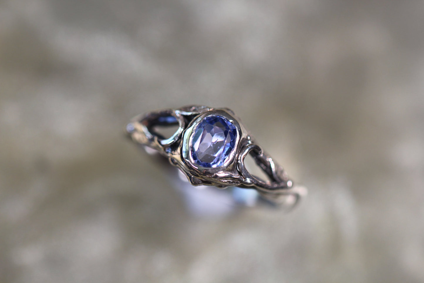 Ceylon Sapphire and Sterling Silver Ring