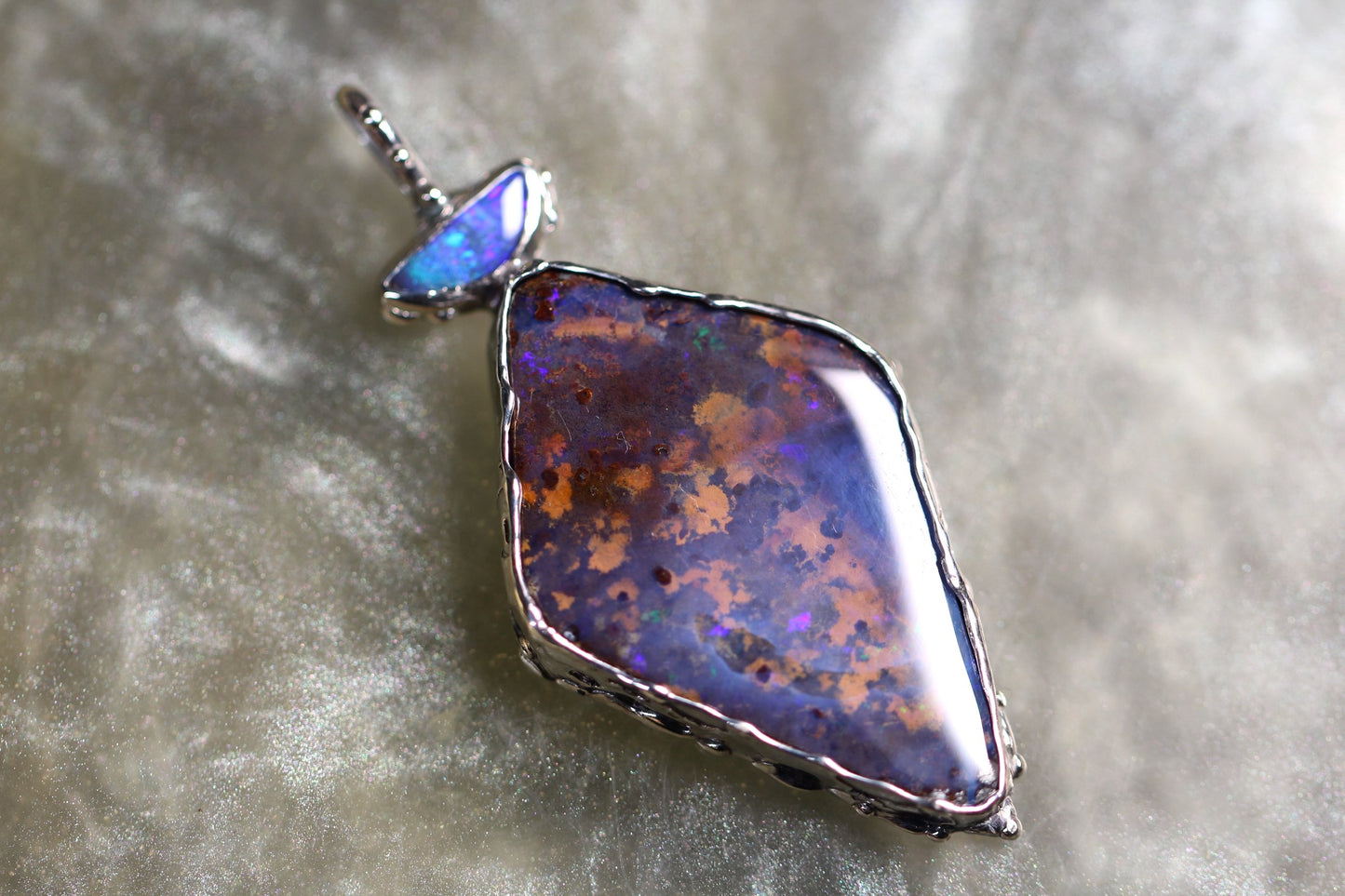 Boulder Opal and Sterling Silver Pendant