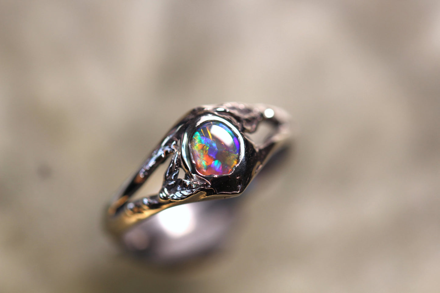Lightning Ridge Opal and Sterling Silver Ring