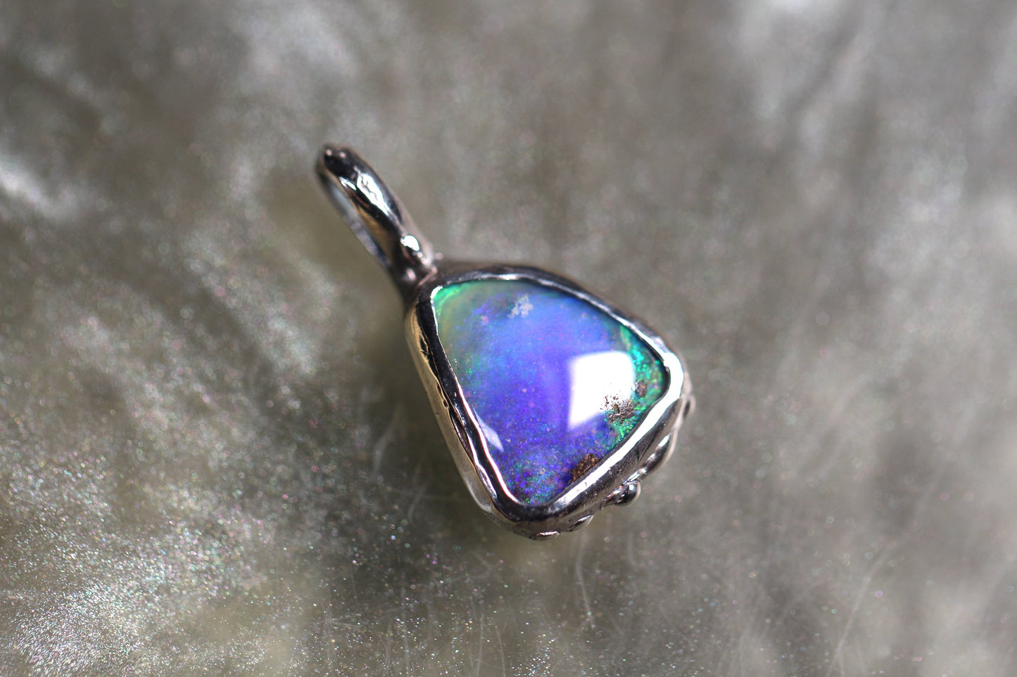 Boulder Opal and Sterling Silver Pendant