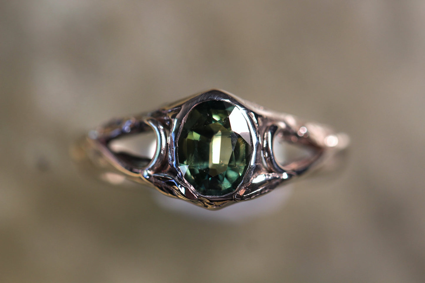 Australian Parti Sapphire and Sterling Silver Ring