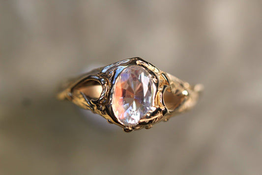 Moonstone and Solid 9ct Yellow Gold Ring