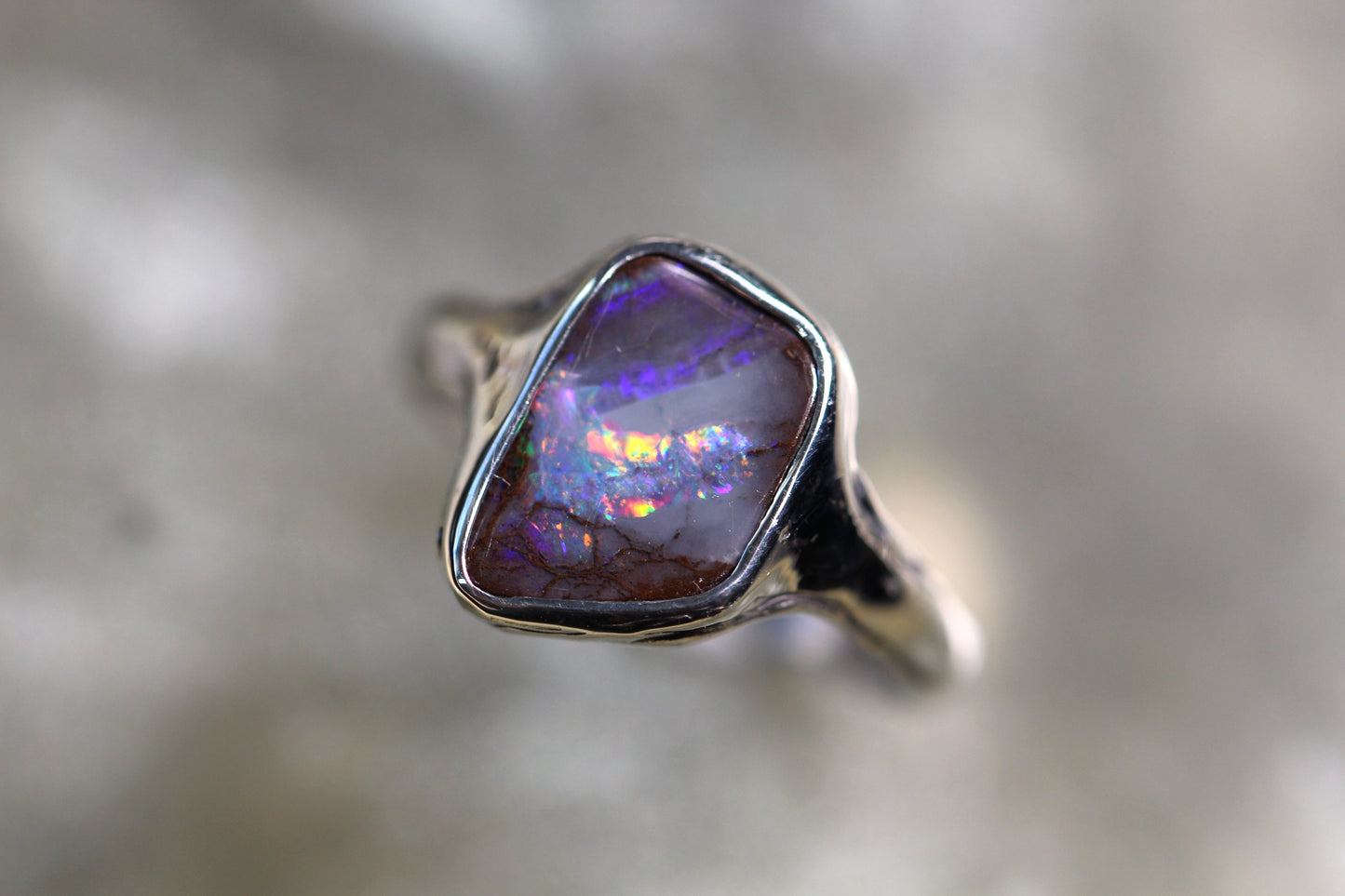Boulder Opal and Sterling Silver Ring