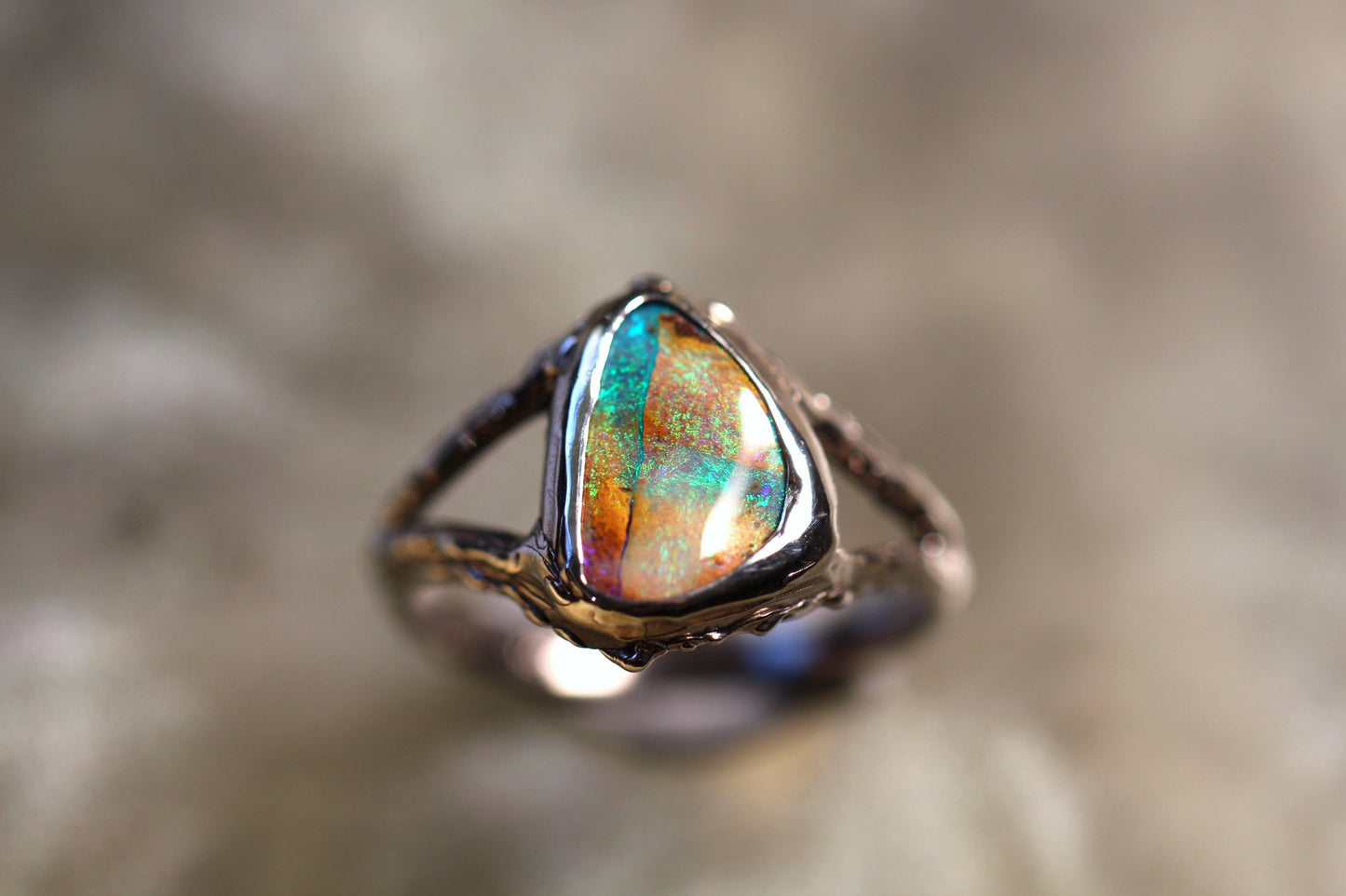 Boulder Opal and Sterling Silver Ring