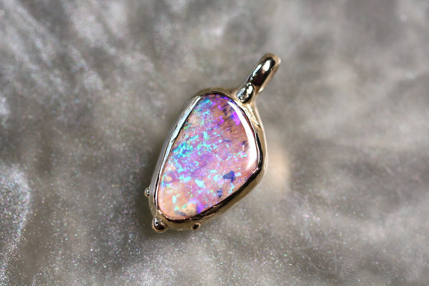 Boulder Opal and Solid 9ct Yellow Gold Pendant