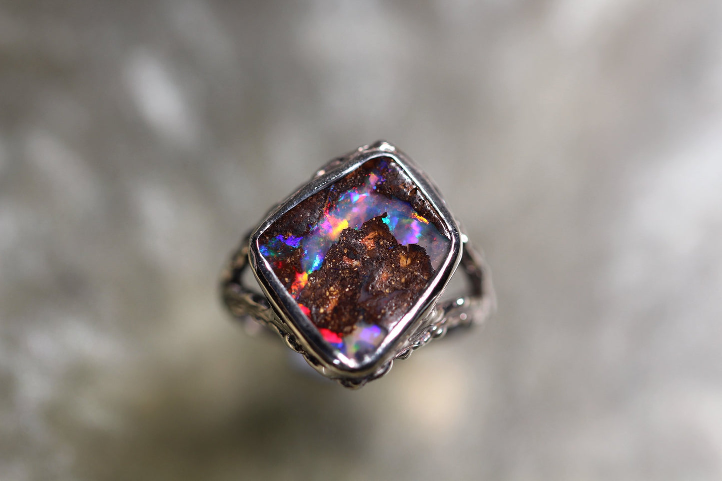 Boulder Opal and Sterling Silver Ring