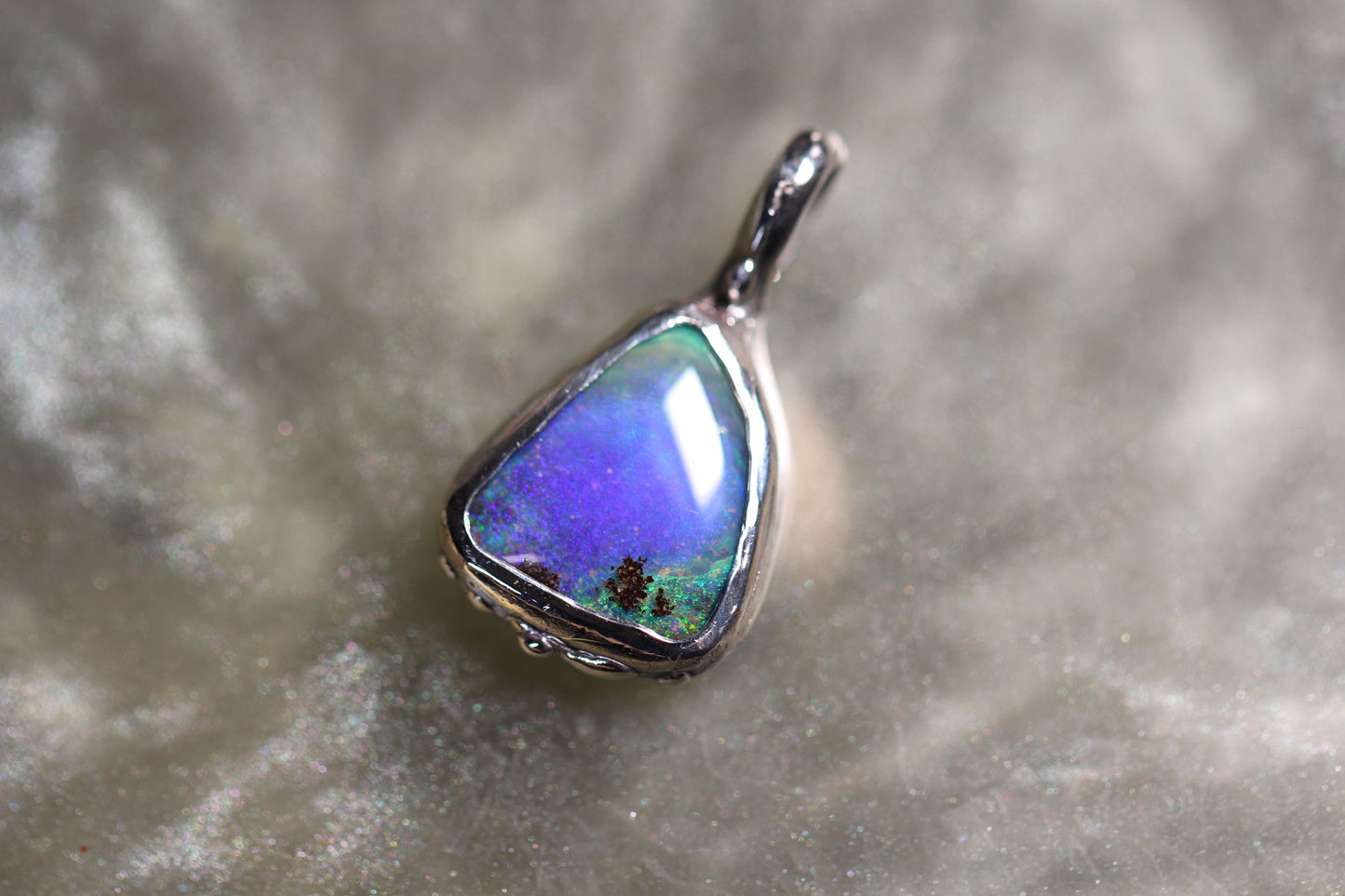 Boulder Opal and Sterling Silver Pendant