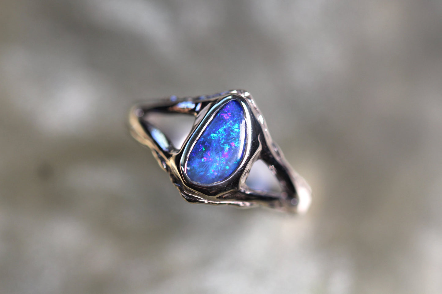 Boulder Opal and Sterling Silver Ring