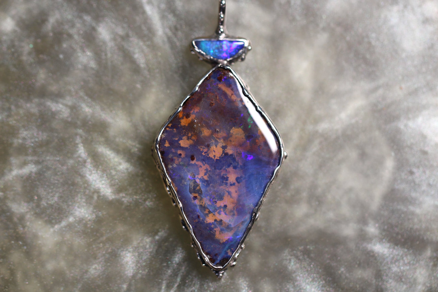 Boulder Opal and Sterling Silver Pendant