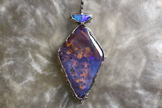 Boulder Opal and Sterling Silver Pendant