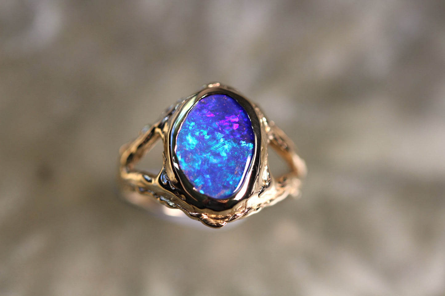 Boulder Opal and Solid 9ct Yellow Gold Ring