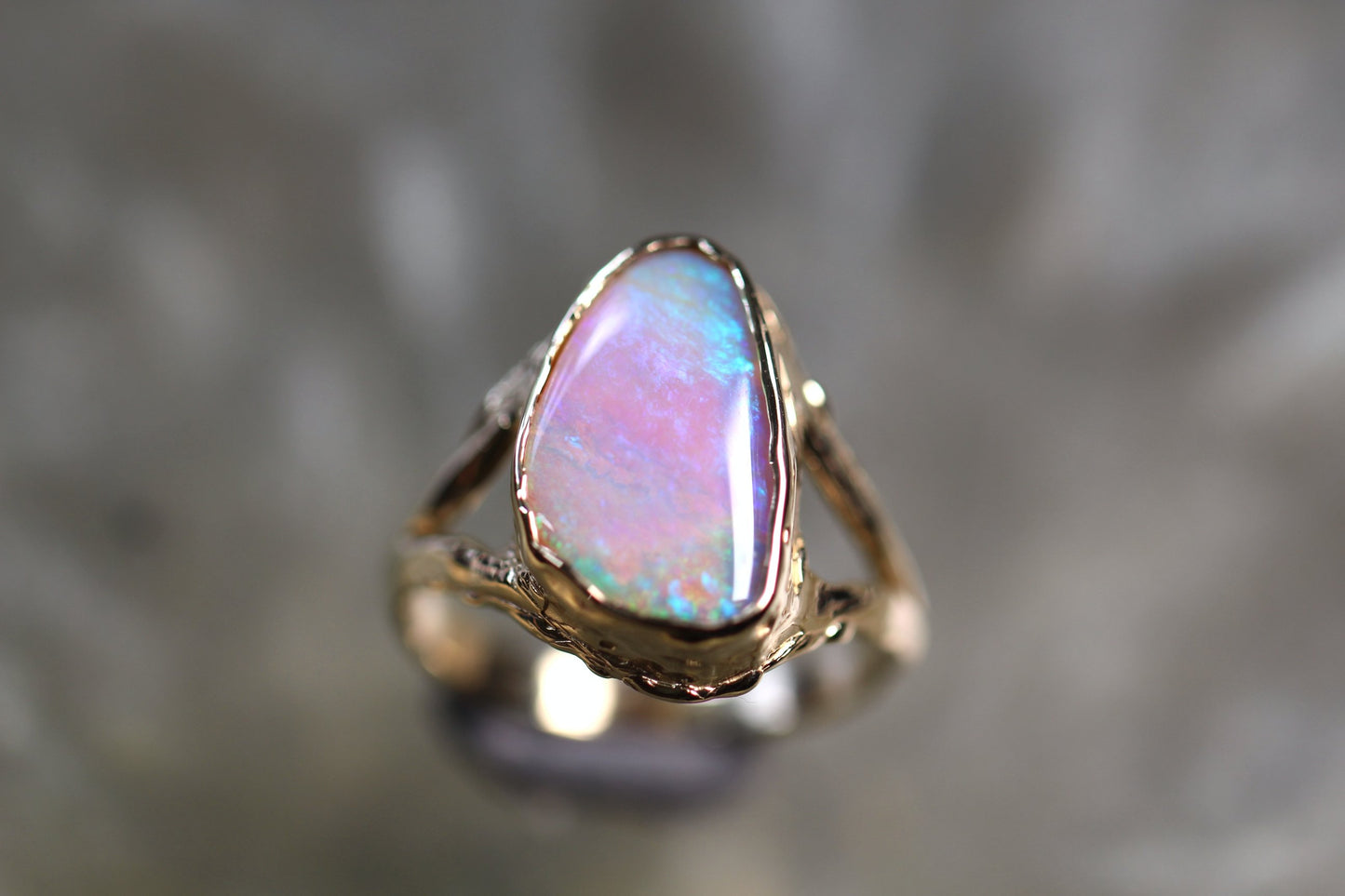 Pipe Opal and Solid 9ct Yellow Gold Ring
