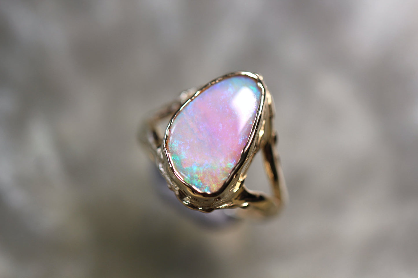Pipe Opal and Solid 9ct Yellow Gold Ring