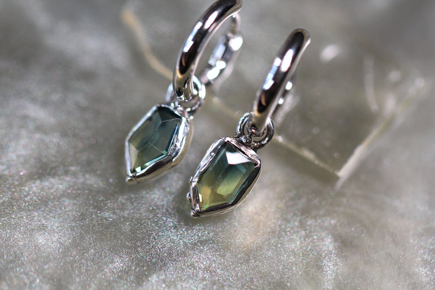 Australian Parti Sapphire and Sterling Silver Earrings